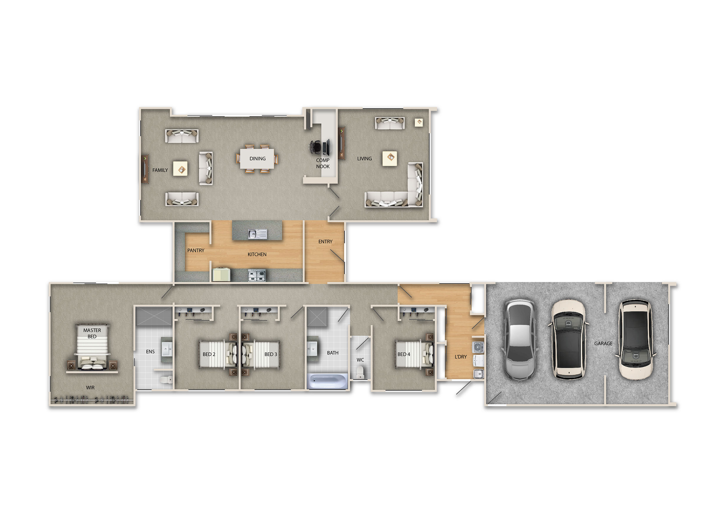 The Hallmark Series Roxburgh House Floor Plan design by Hallmark Homes Christchurch Canterbury NZ.