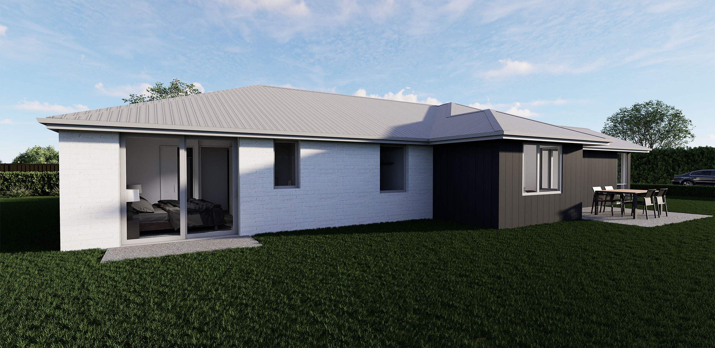 Layout of spacious four-bedroom family home with double garage