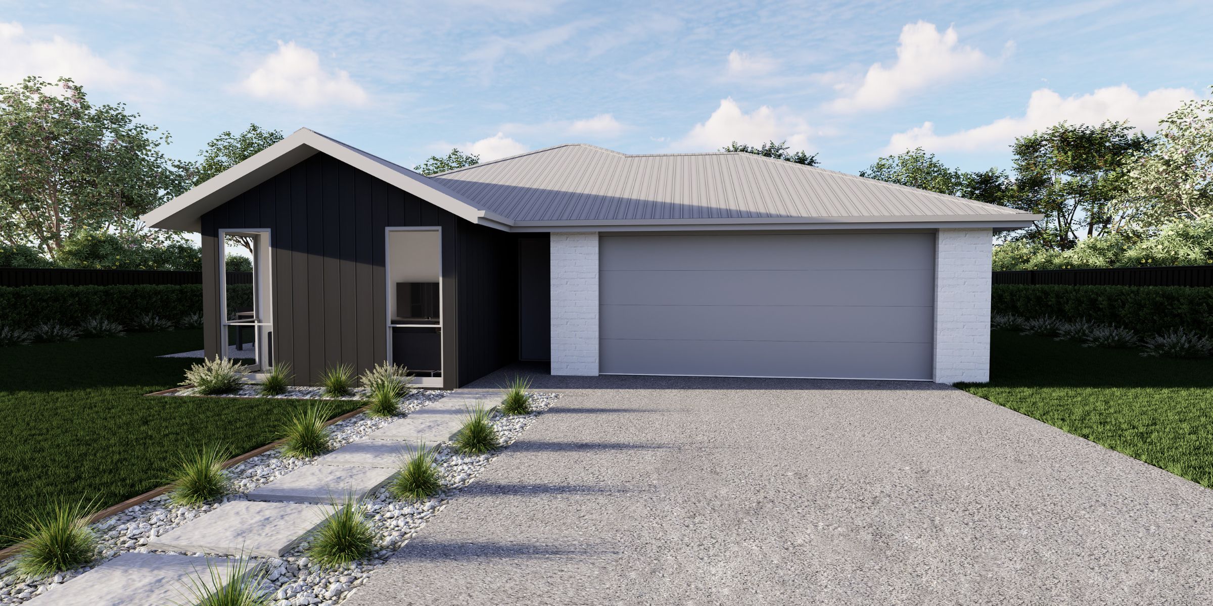 Layout of spacious four-bedroom family home with double garage